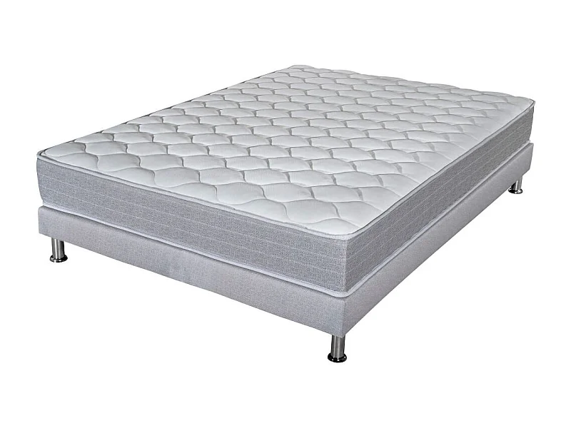 Matelas Madere + sommier 160x200 SR9 - Gris clair - Soutien ferme - Made in France