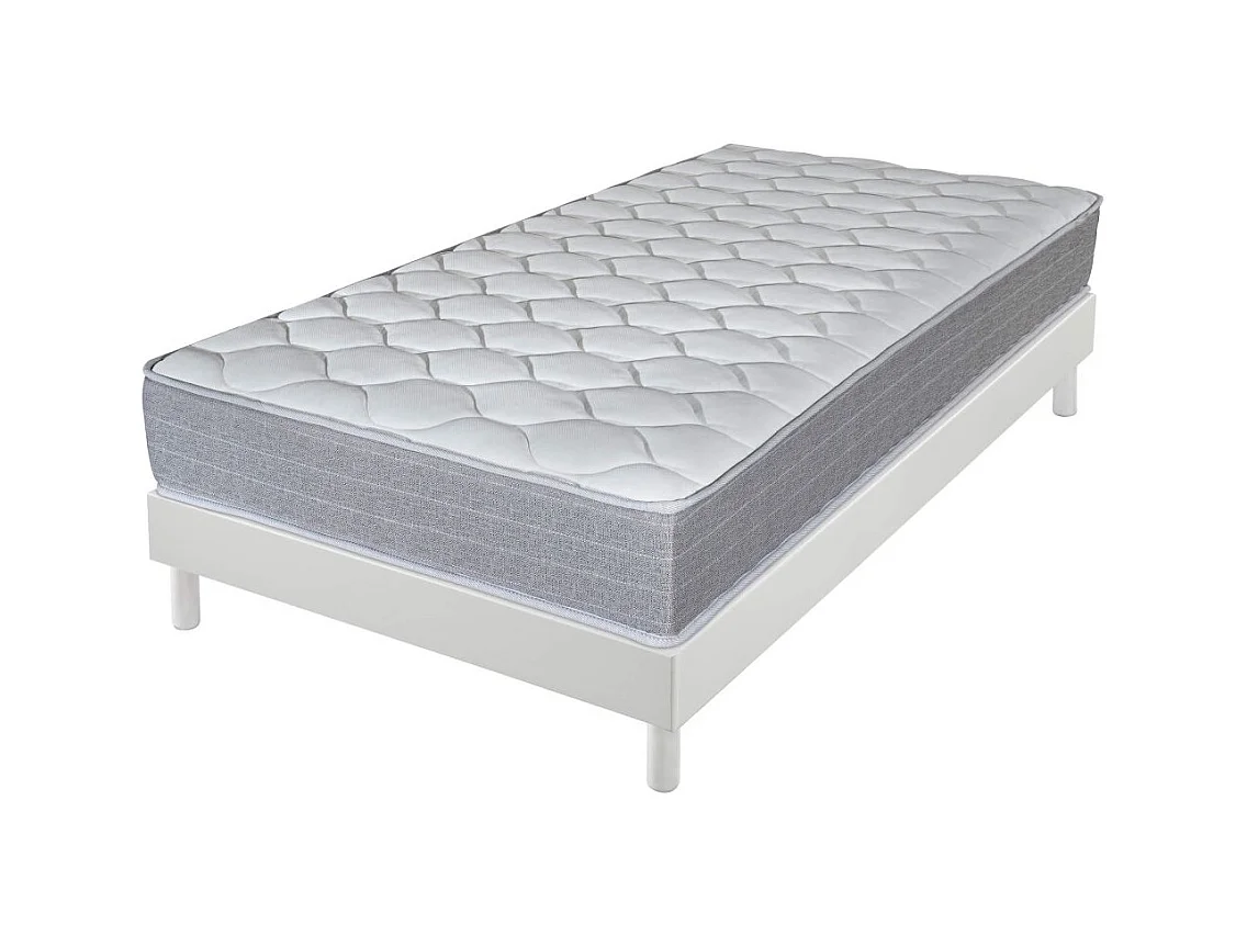 Matelas et sommier 90x190 Madere - Decokit - Soutien ferme - Sommier démonté - Blanc