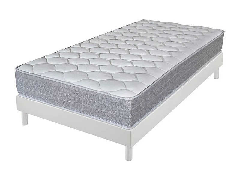 Matelas et sommier 90x190 Madere - Decokit - Soutien ferme - Sommier démonté - Blanc