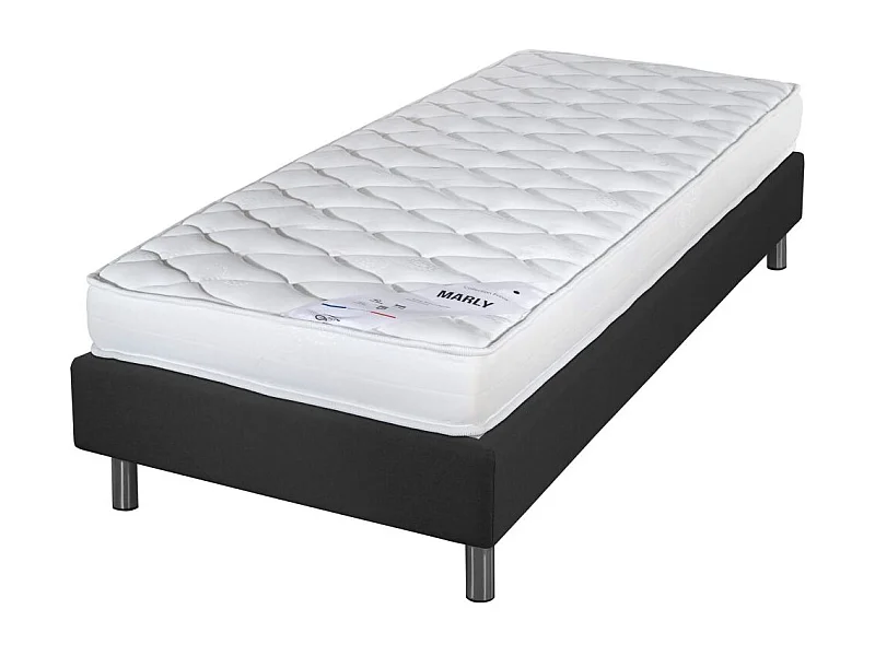 Matelas et sommier 90x190 Marly - Newkit - Soutien ferme - Sommier démonté - Gris