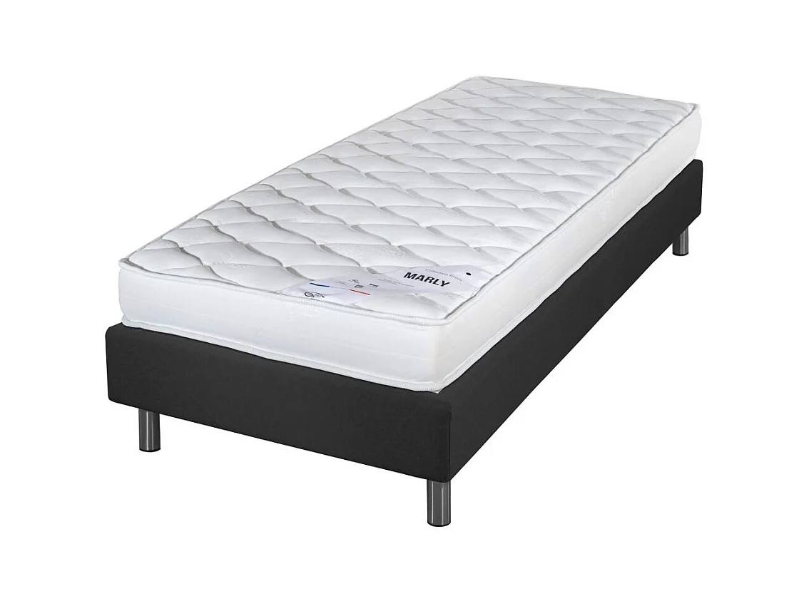 Matelas et sommier 90x190 Marly - Newkit - Soutien ferme - Sommier démonté - Gris