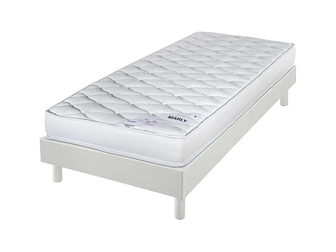 Matelas et sommier 90x190 Mousse - Marly - Soutien ferme - Sommier démonté - Blanc