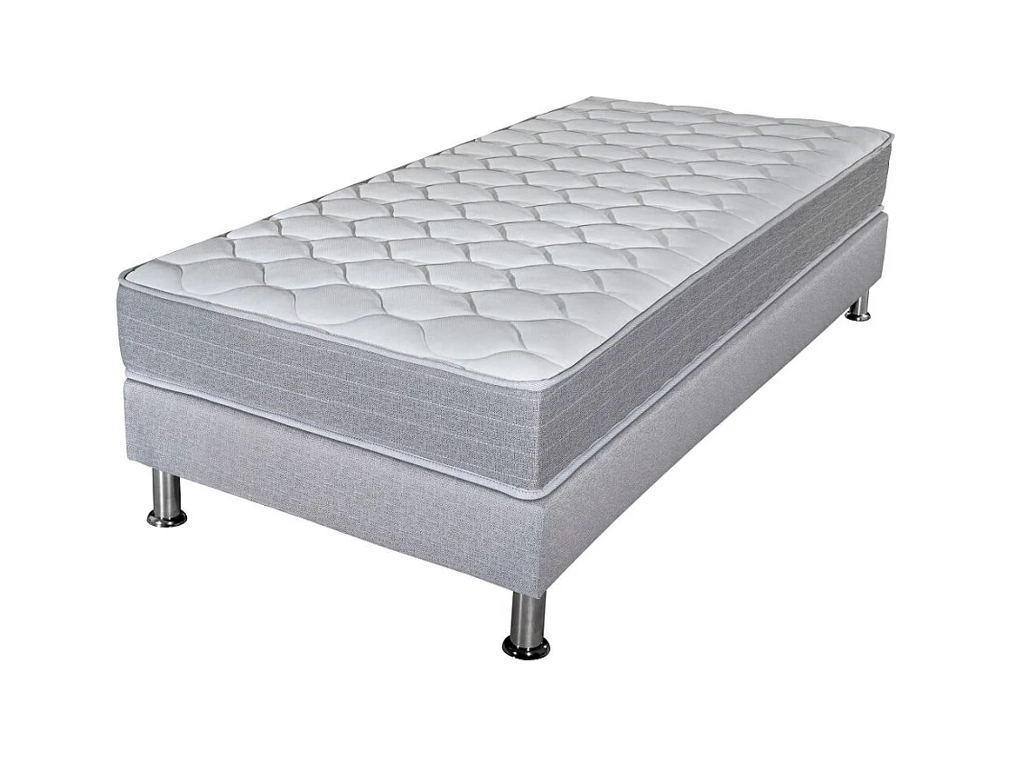 Matelas Madere + sommier 90x190 SR9 - Gris clair - Soutien ferme - Made in France