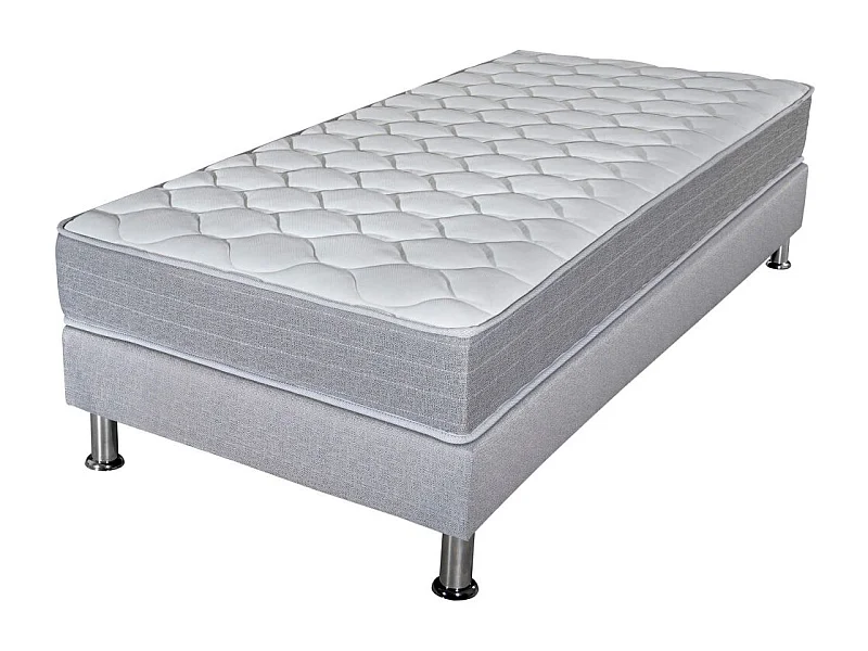 Matelas Madere + sommier 90x190 SR9 - Gris clair - Soutien ferme - Made in France