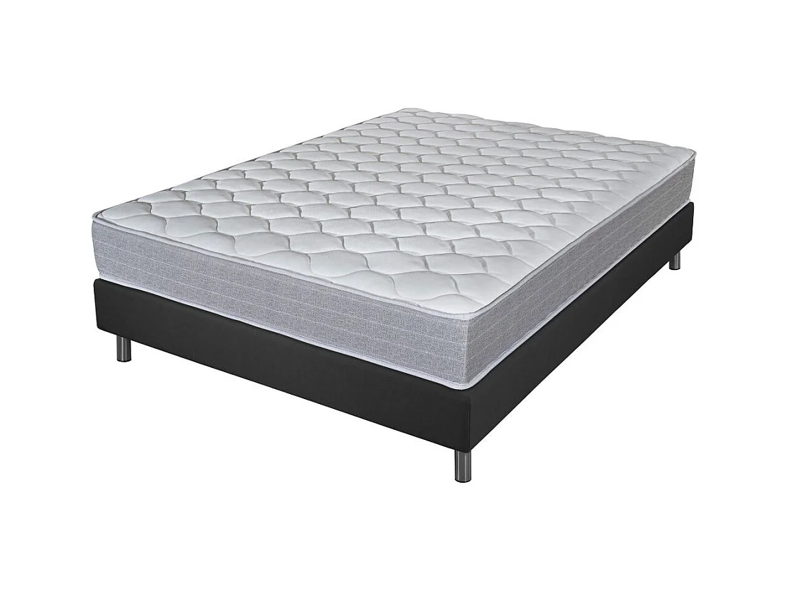Matelas et sommier 140x190 Madere - Newkit - Soutien ferme - Sommier démonté - Gris