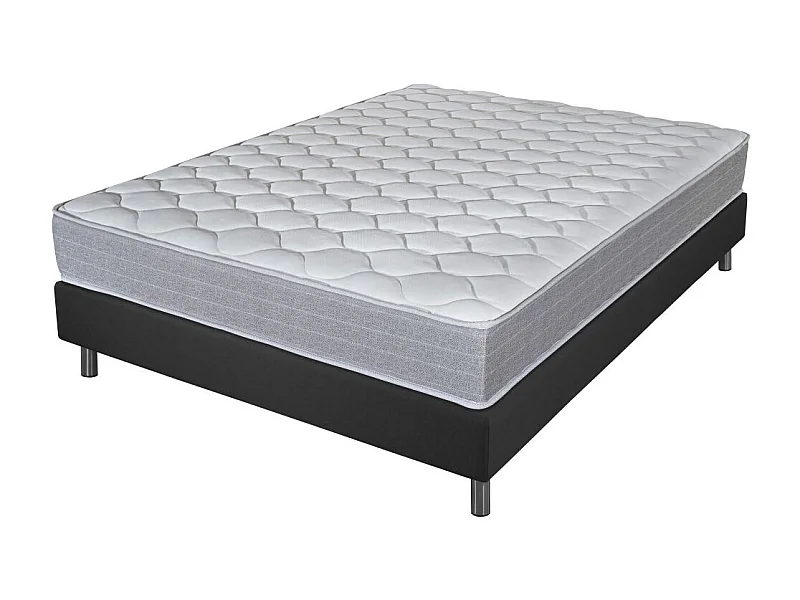 Matelas et sommier 140x190 Madere - Newkit - Soutien ferme - Sommier démonté - Gris