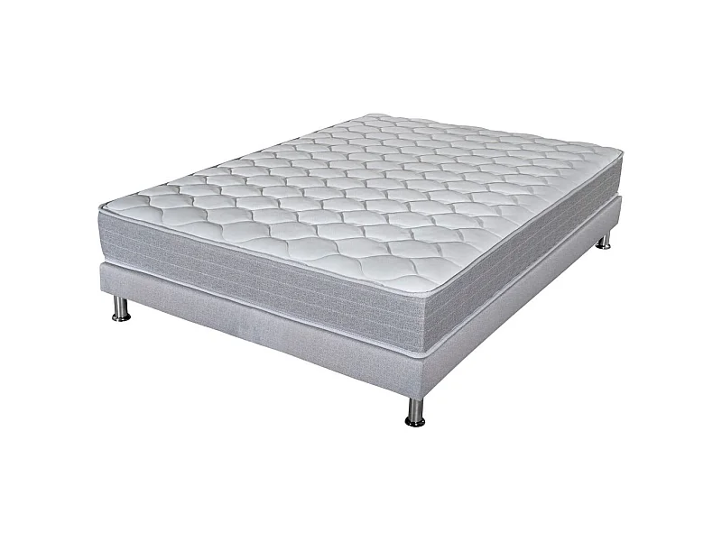 Matelas Madere + sommier 140x190 SR9 - Gris clair - Soutien ferme - Made in France