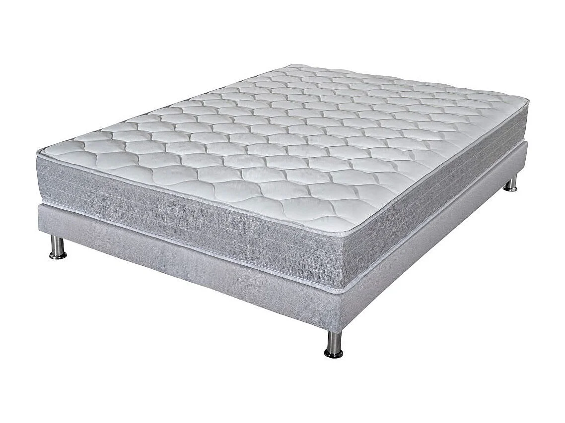 Matelas Madere + sommier 140x190 SR9 - Gris clair - Soutien ferme - Made in France