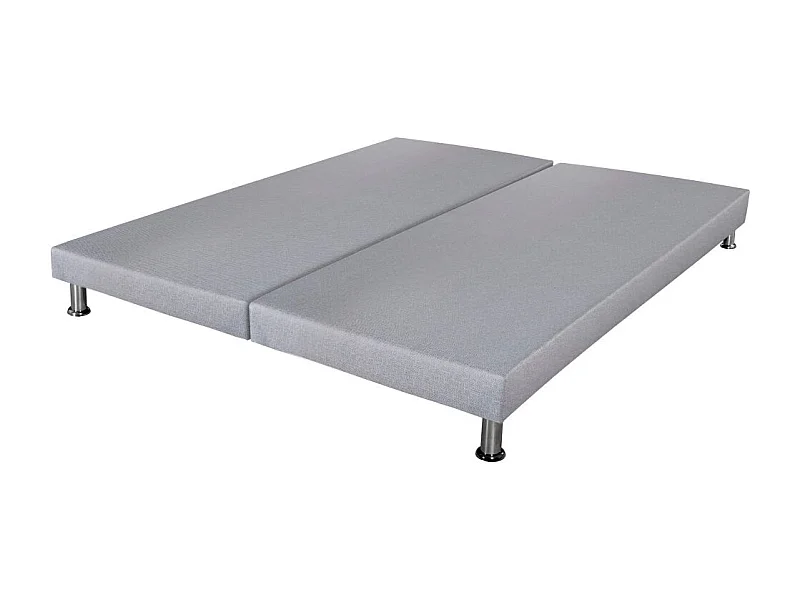Sommier déco SR9 + pieds - Gris clair 2x80x200 - Lattes bois massif - H.13 cm
