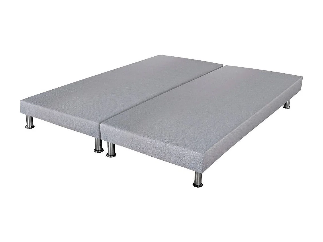 Sommier déco SR9 + pieds - Gris clair 2x80x200 - Lattes bois massif - H.13 cm