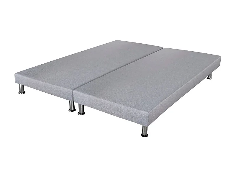 Sommier déco SR9 + pieds - Gris clair 2x80x200 - Lattes bois massif - H.13 cm