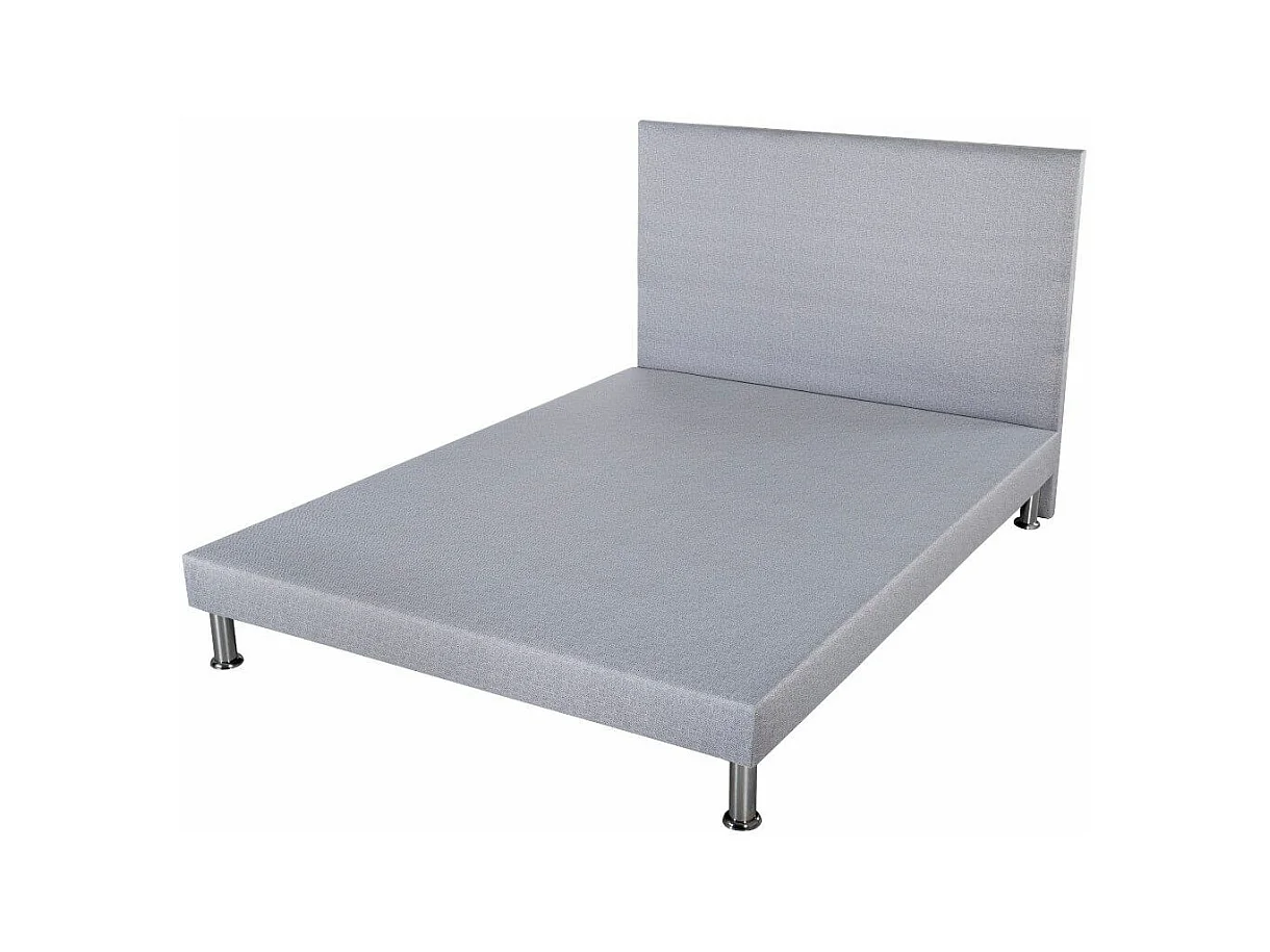 Sommier déco + tête + pieds SR9 Gris clair 160x200 - Lattes bois massif - H.13 cm