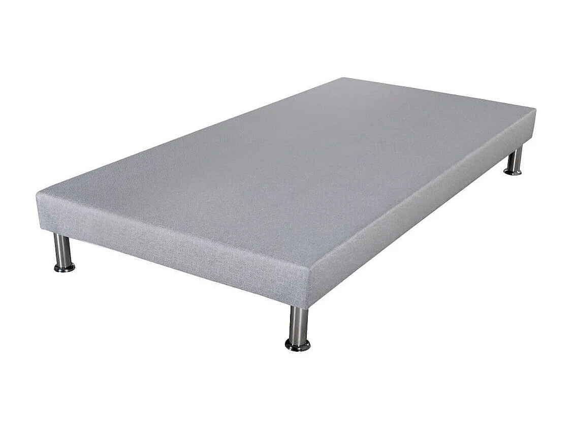 Sommier déco SR9 + pieds - Gris clair 90x190 - Lattes bois - H.13 cm - Made in France