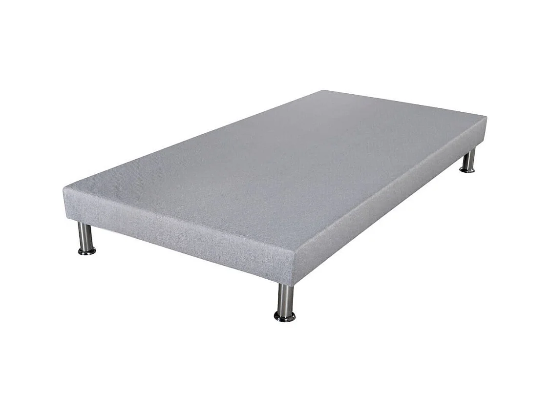 Sommier déco SR9 + pieds - Gris clair 90x190 - Lattes bois - H.13 cm - Made in France