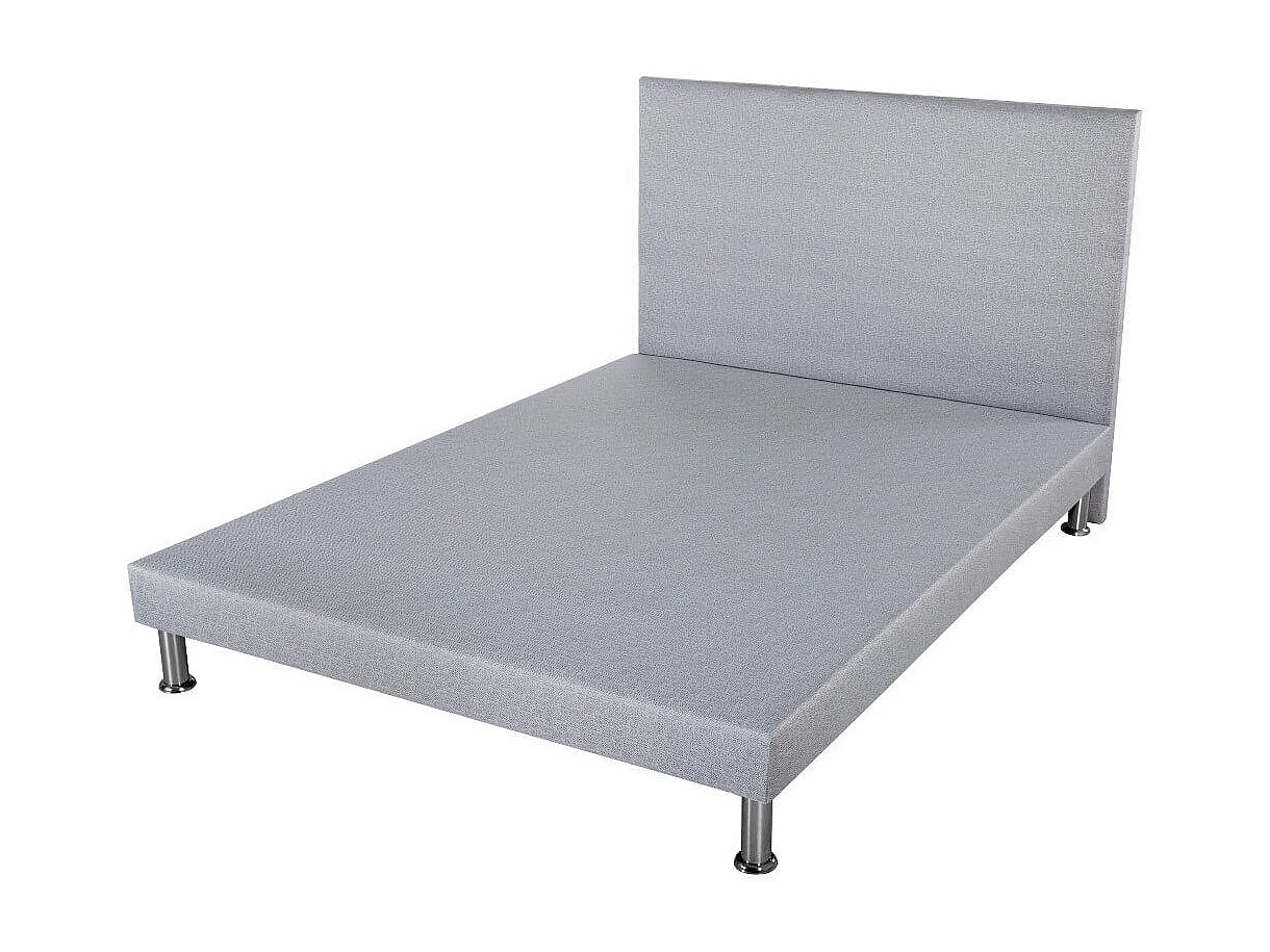 Sommier déco + tête + pieds SR9 Gris clair 140X190 - Lattes bois massif - H.13 cm