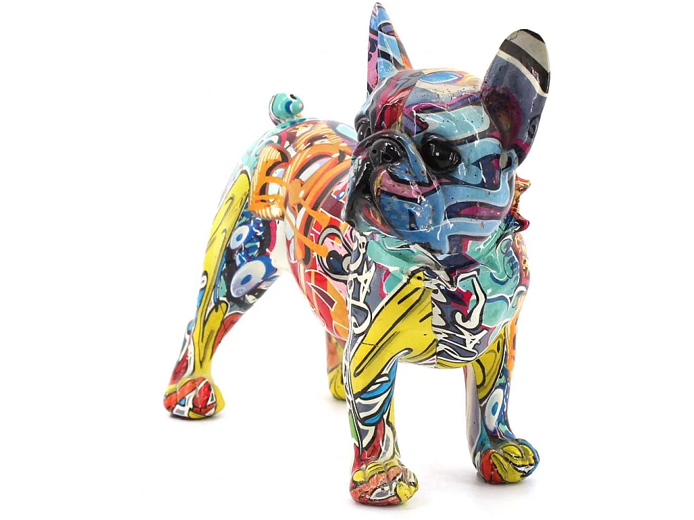 Bouledogue français en résine Graffiti Tags