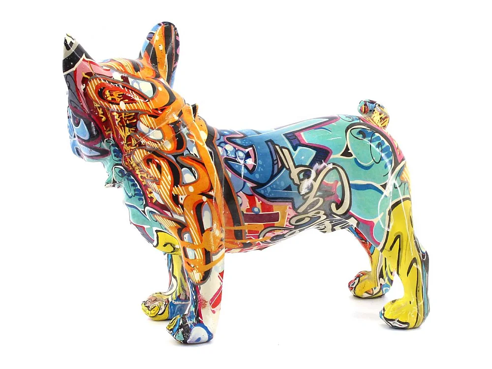 Bouledogue français en résine Graffiti Tags
