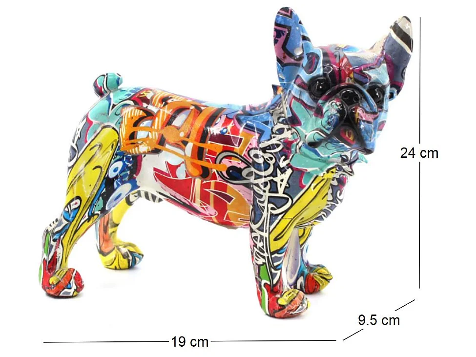 Bouledogue français en résine Graffiti Tags
