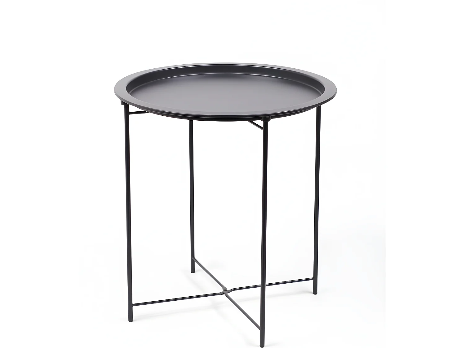 Table d'appoint en métal de couleur anthracite. 47x50cm