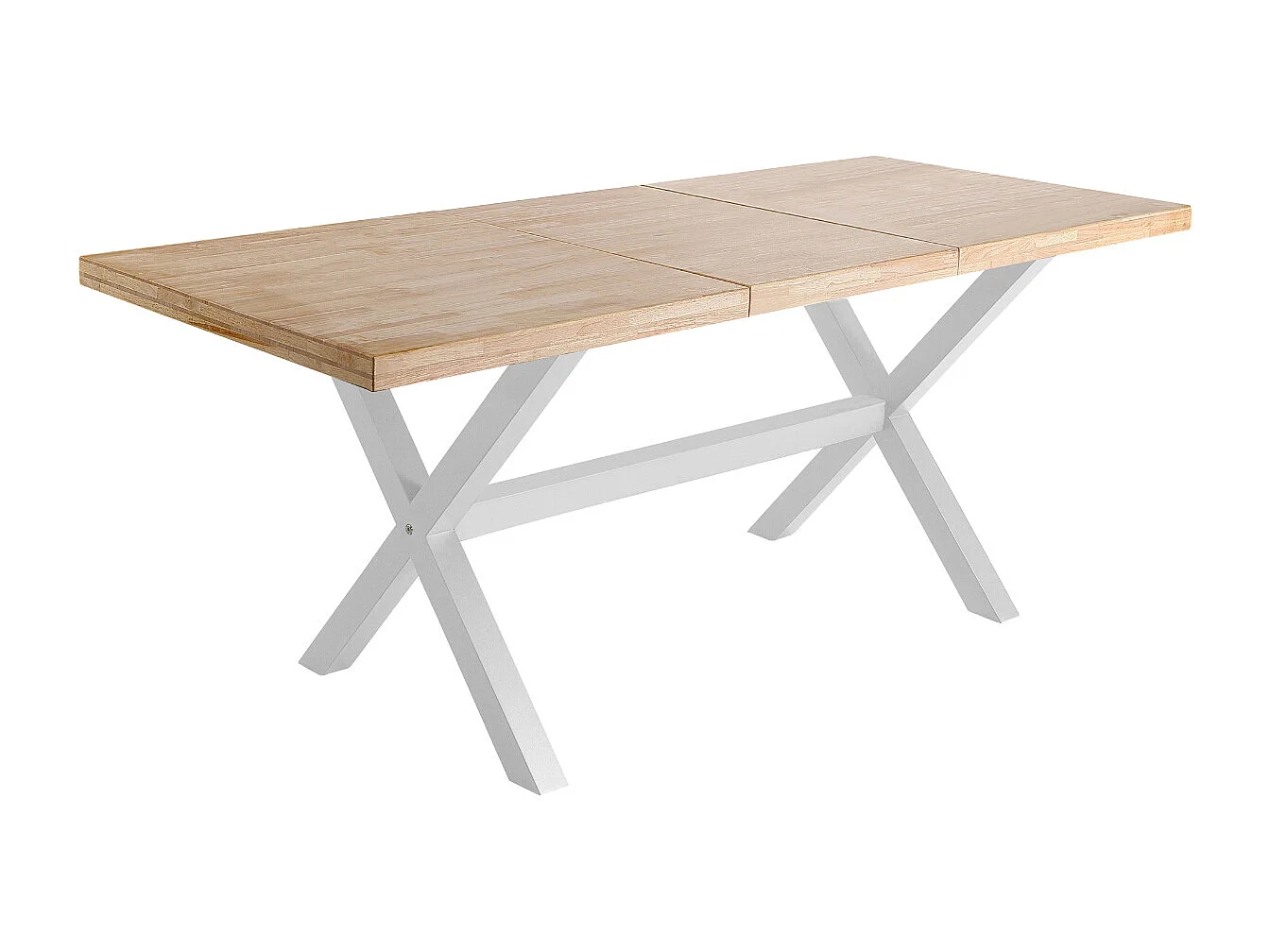 Table à manger rectangulaire extensible en bois coloris chêne / pieds blanc