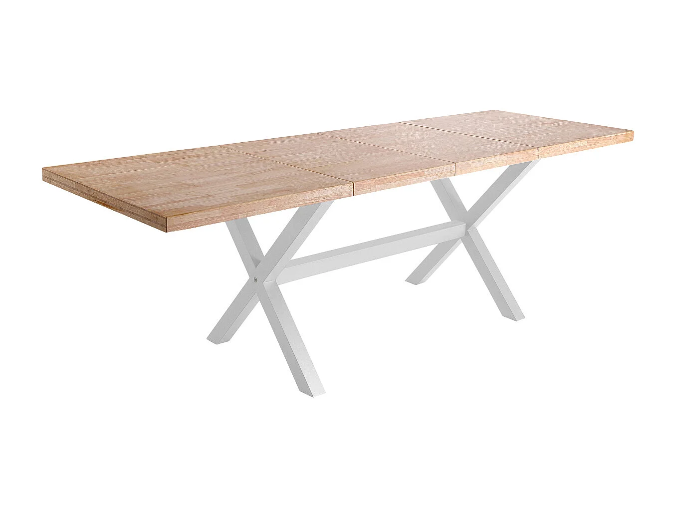 Table à manger rectangulaire extensible en bois coloris chêne / pieds blanc