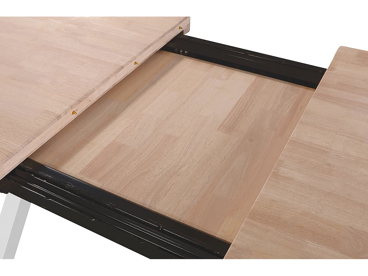 Table à manger rectangulaire extensible en bois coloris chêne / pieds blanc