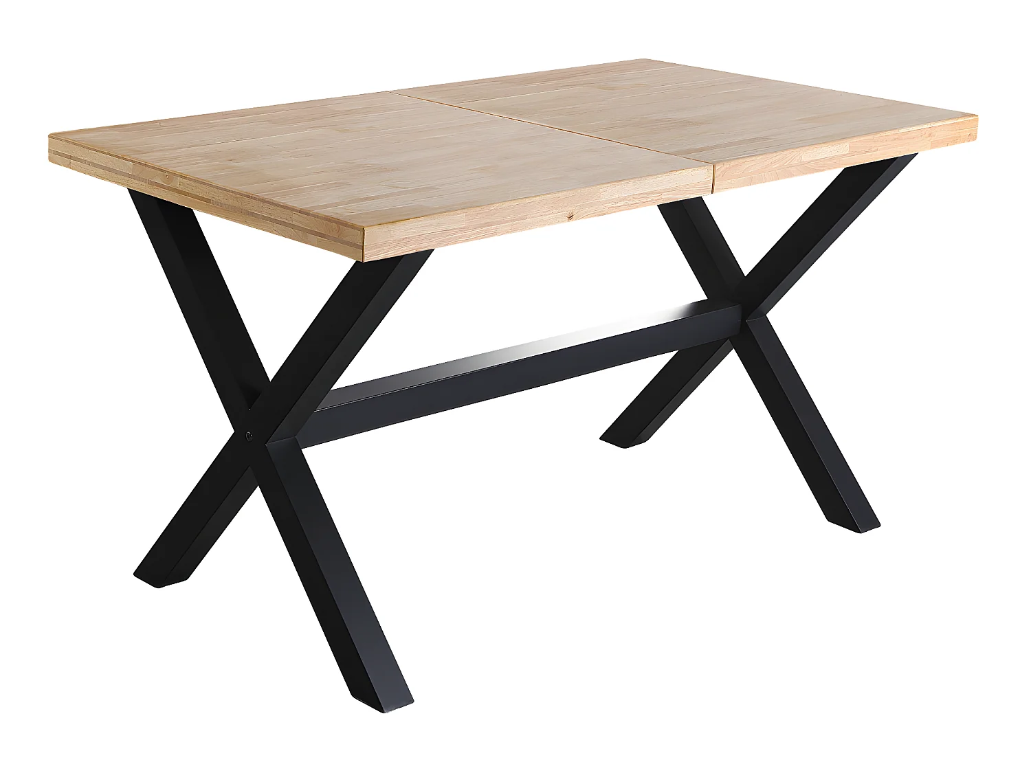 Table à manger rectangulaire extensible en bois coloris chêne / pieds noir