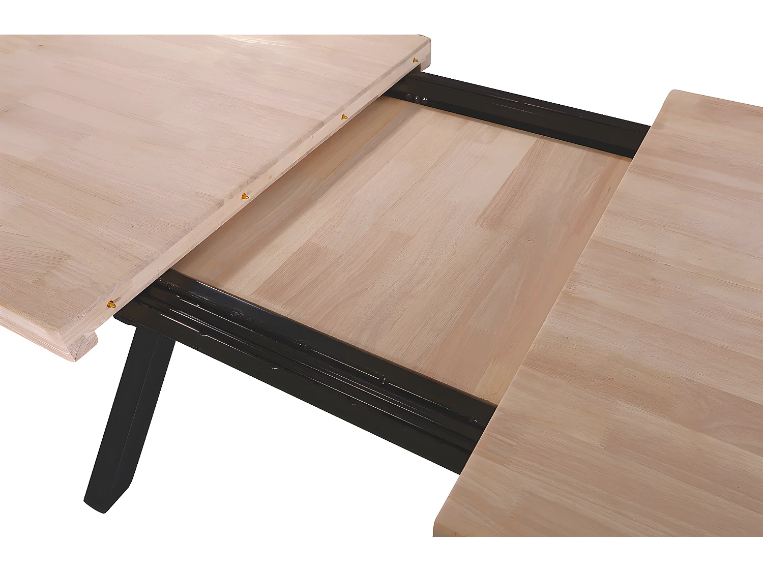 Table à manger rectangulaire extensible en bois coloris chêne / pieds noir