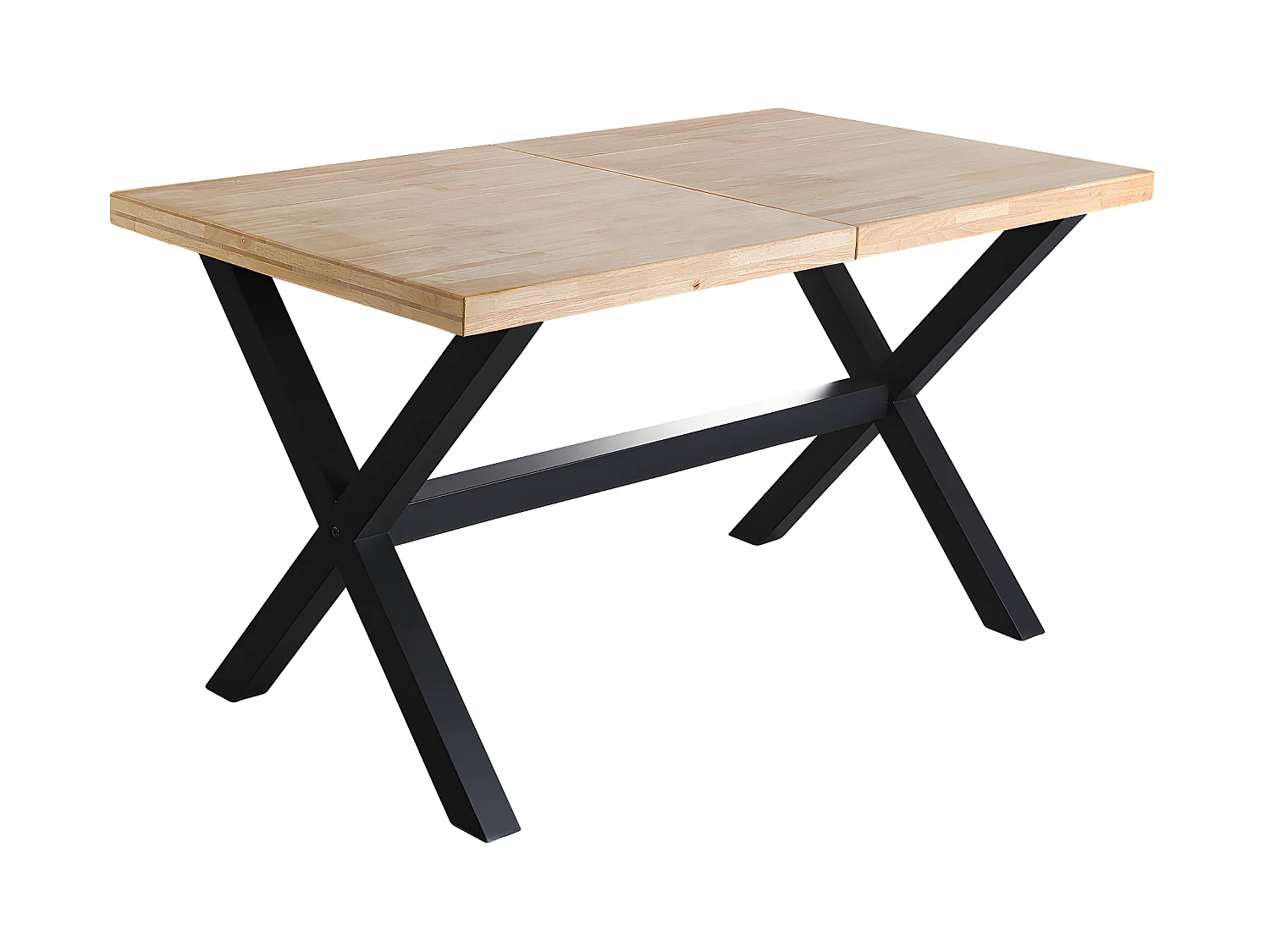 Table à manger rectangulaire extensible en bois coloris chêne / pieds noir