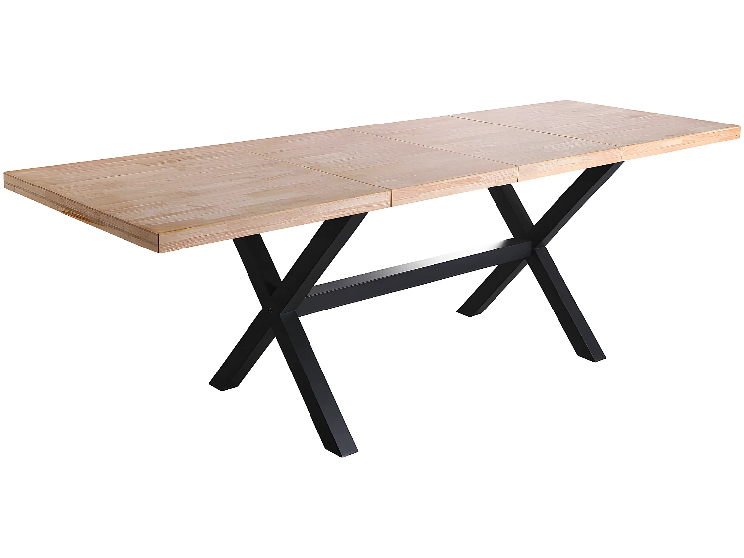 Table à manger rectangulaire extensible en bois coloris chêne / pieds noir