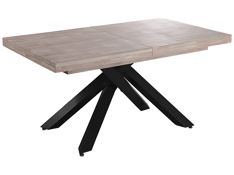Table à manger rectangulaire extensible en bois coloris chêne miel  / pieds noir