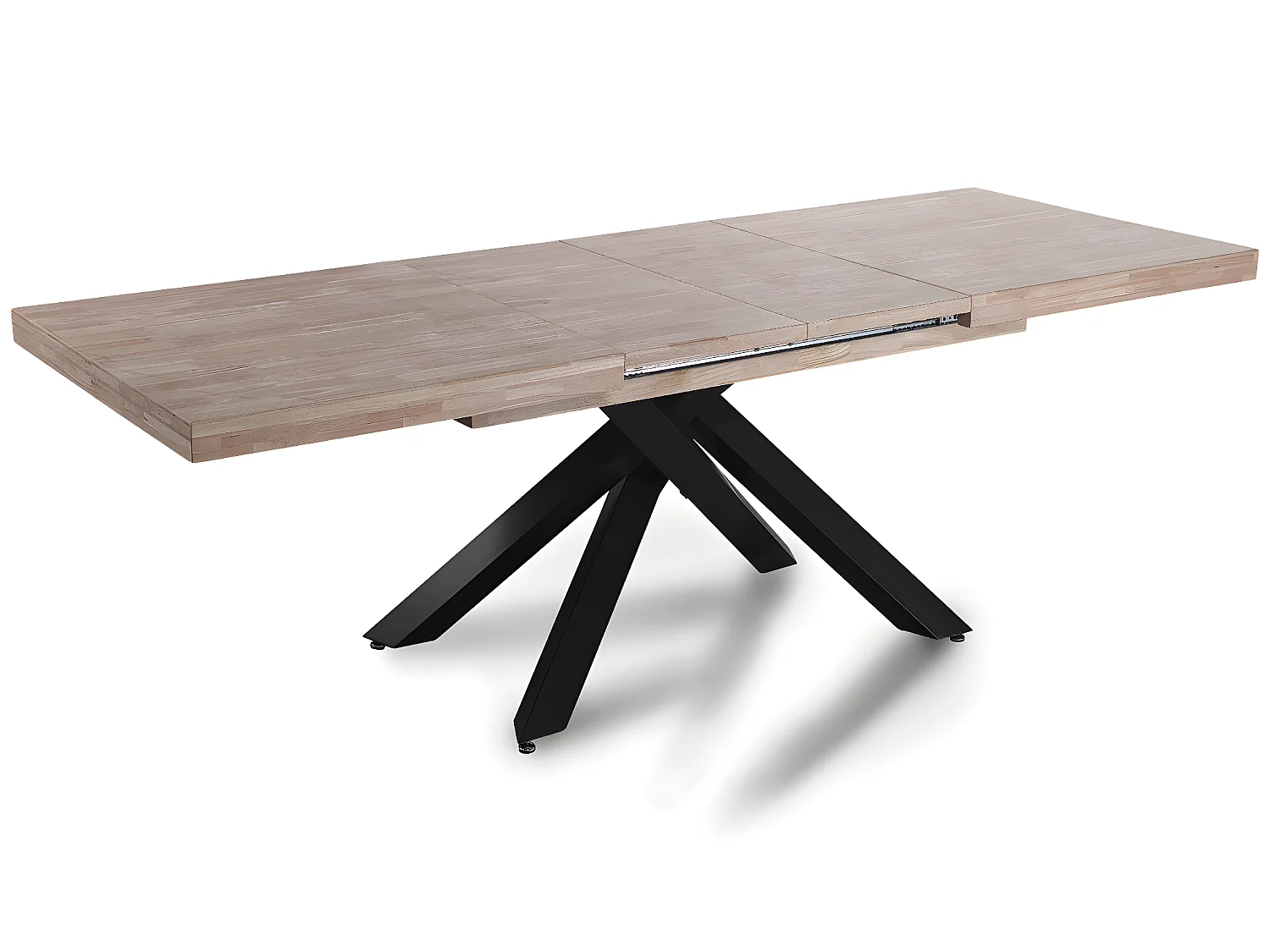 Table à manger rectangulaire extensible en bois coloris chêne miel  / pieds noir