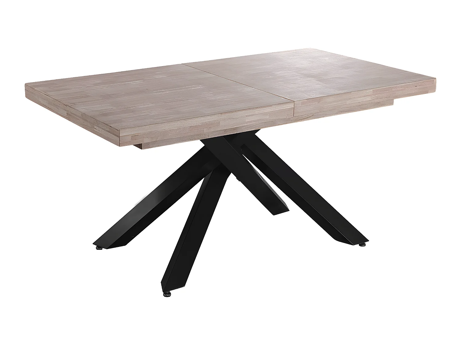 Table à manger rectangulaire extensible en bois coloris chêne miel  / pieds noir