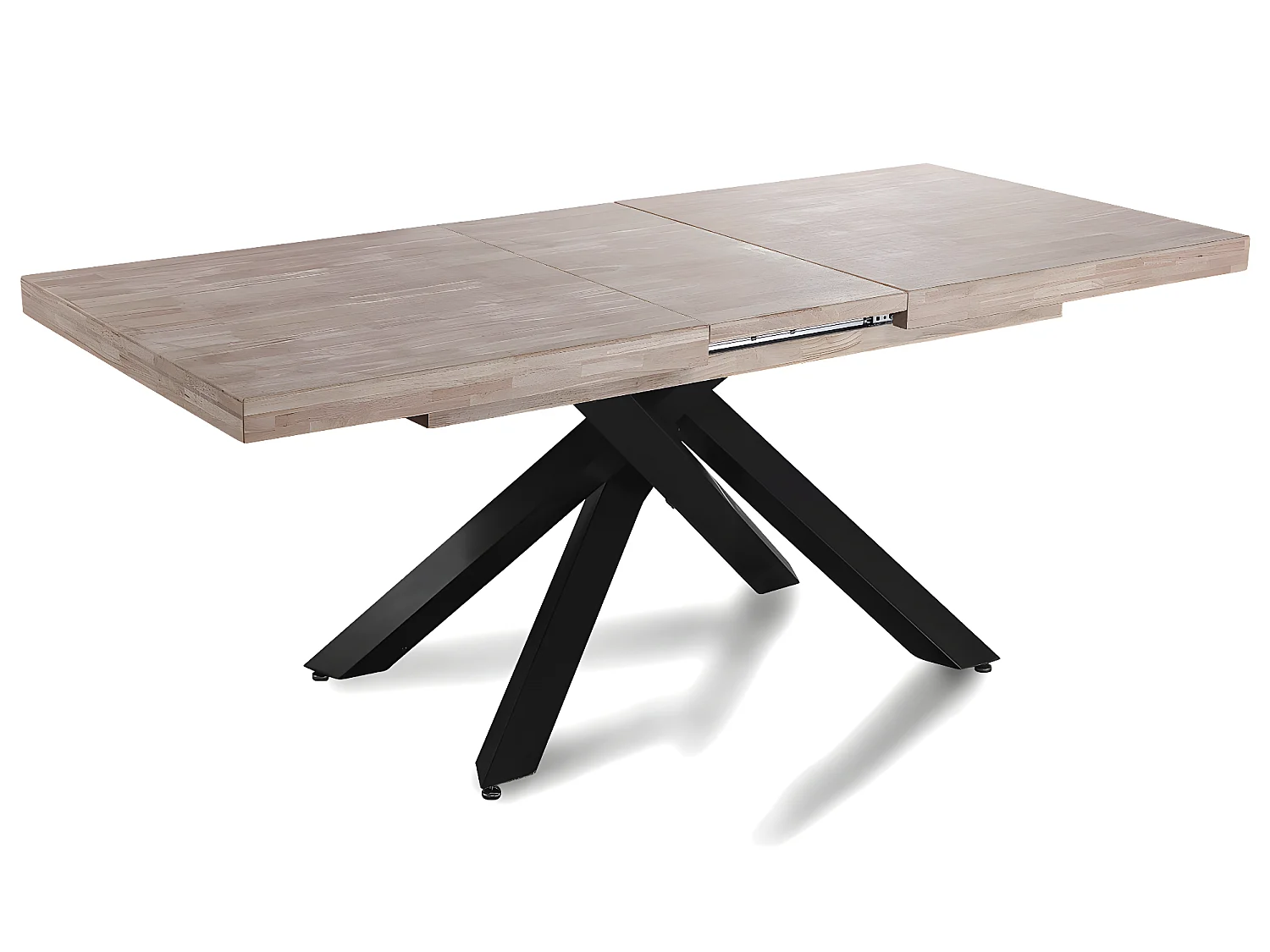 Table à manger rectangulaire extensible en bois coloris chêne miel  / pieds noir