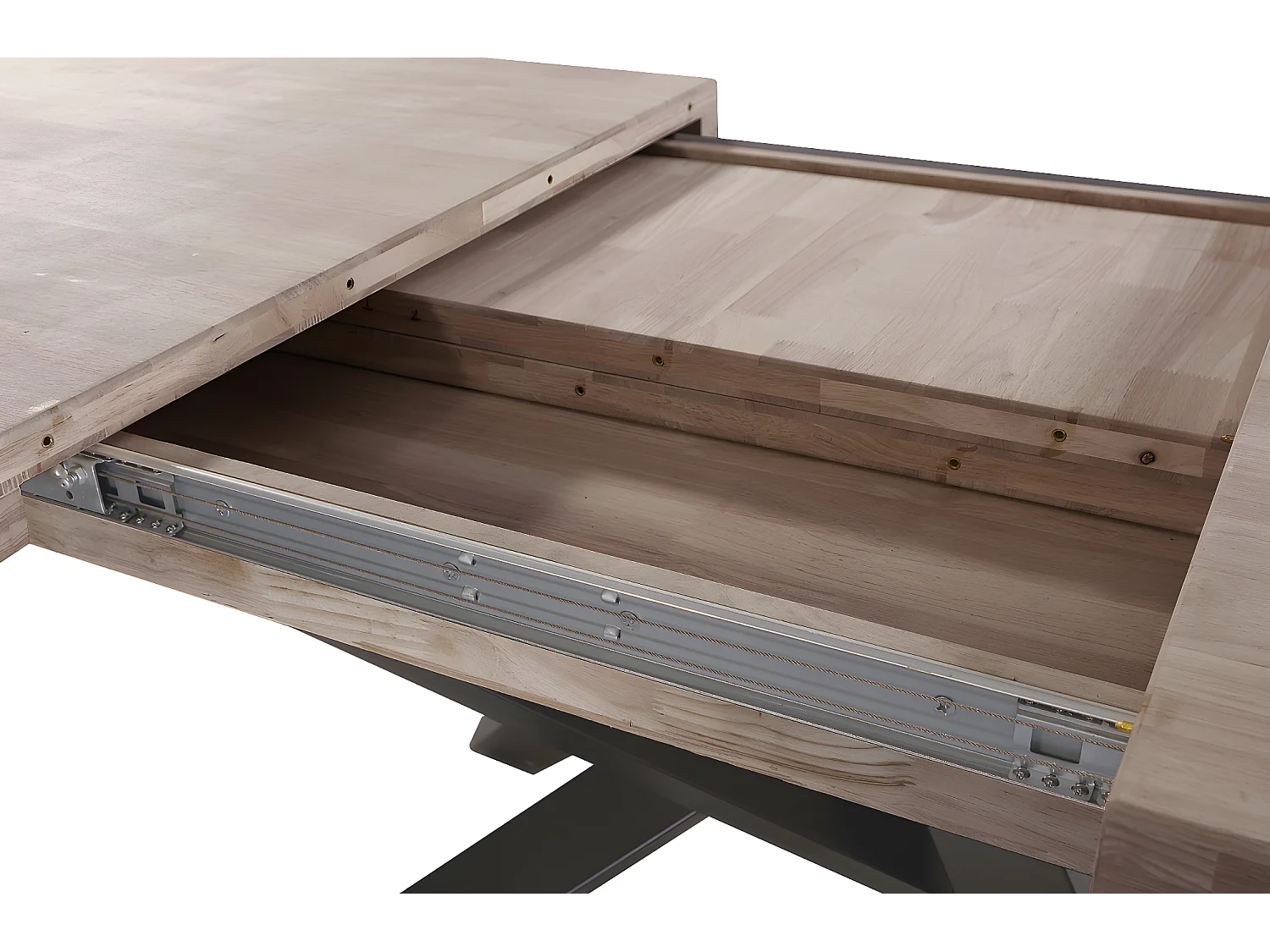 Table à manger rectangulaire extensible en bois coloris chêne miel  / pieds noir