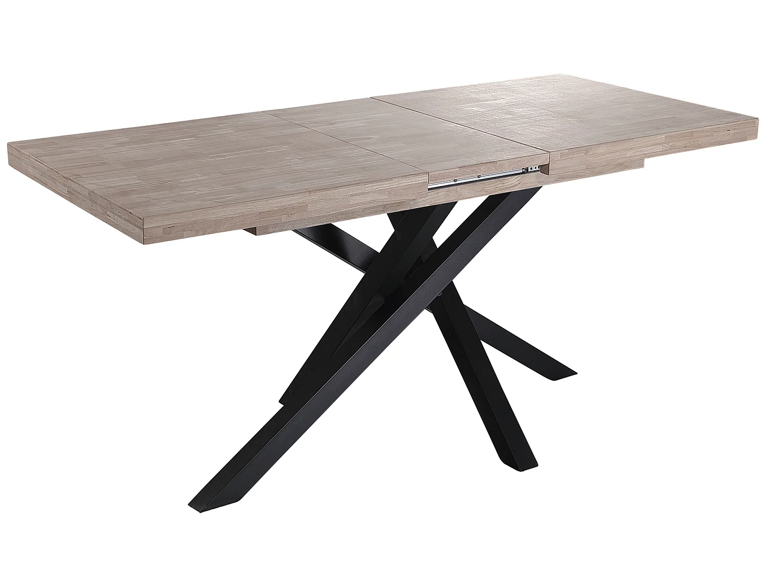 Table à manger rectangulaire extensible en bois coloris chêne miel / pieds noir