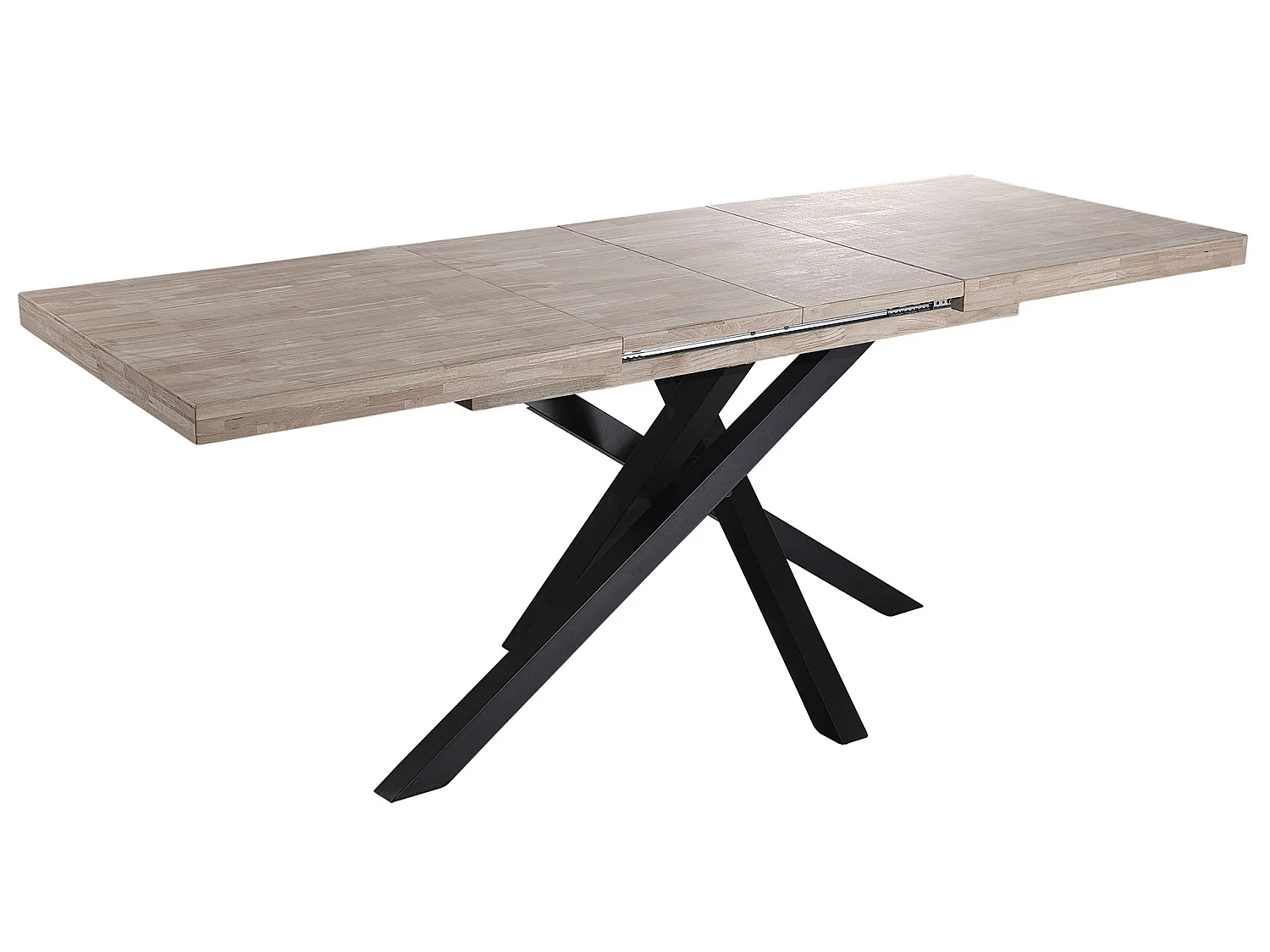 Table à manger rectangulaire extensible en bois coloris chêne miel / pieds noir