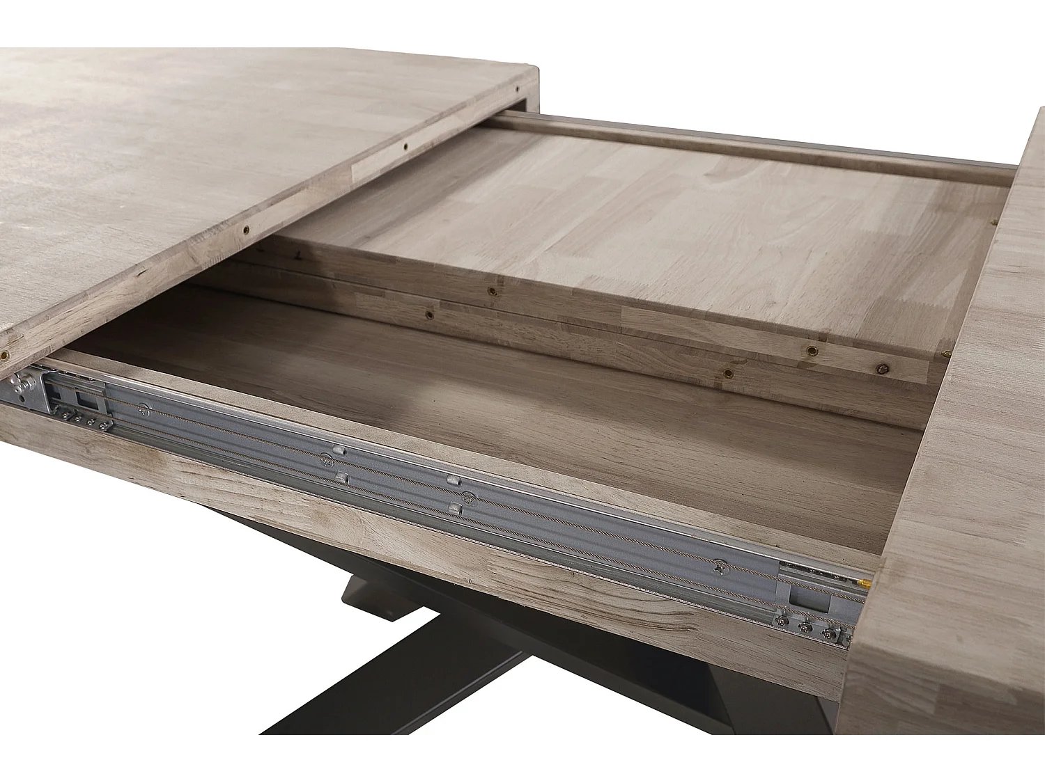 Table à manger rectangulaire extensible en bois coloris chêne miel / pieds noir