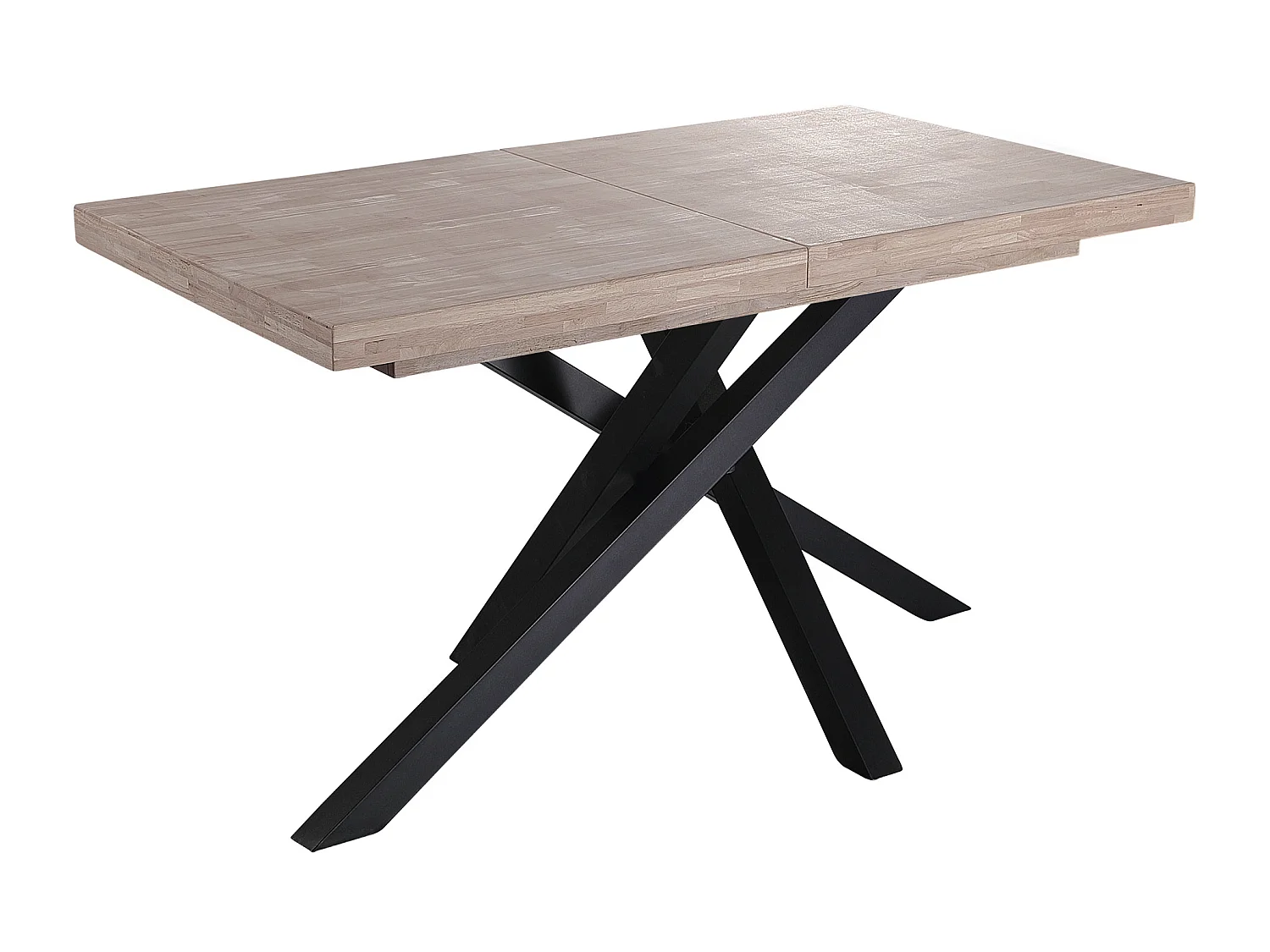 Table à manger rectangulaire extensible en bois coloris chêne miel / pieds noir