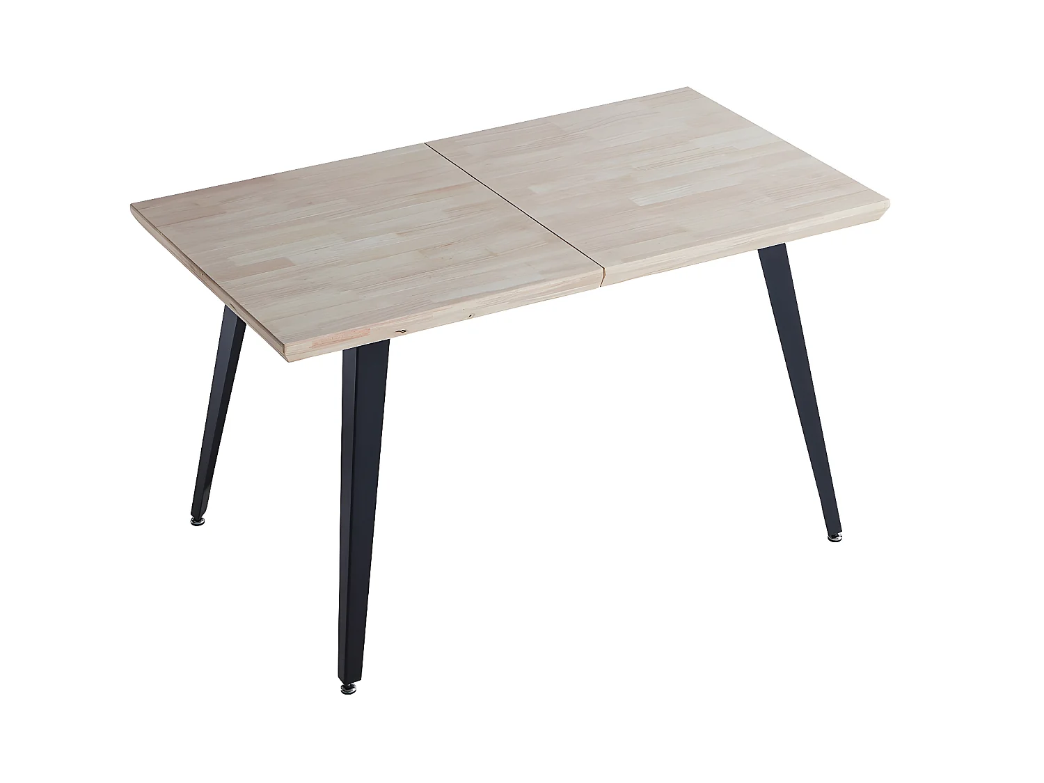 Table à manger rectangulaire extensible en bois coloris chêne / pieds noir