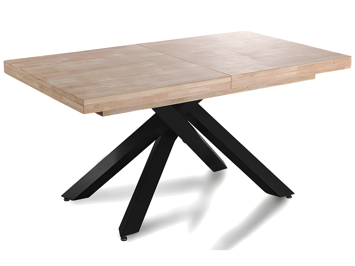 Table à manger rectangulaire extensible en bois coloris chêne / pieds noir