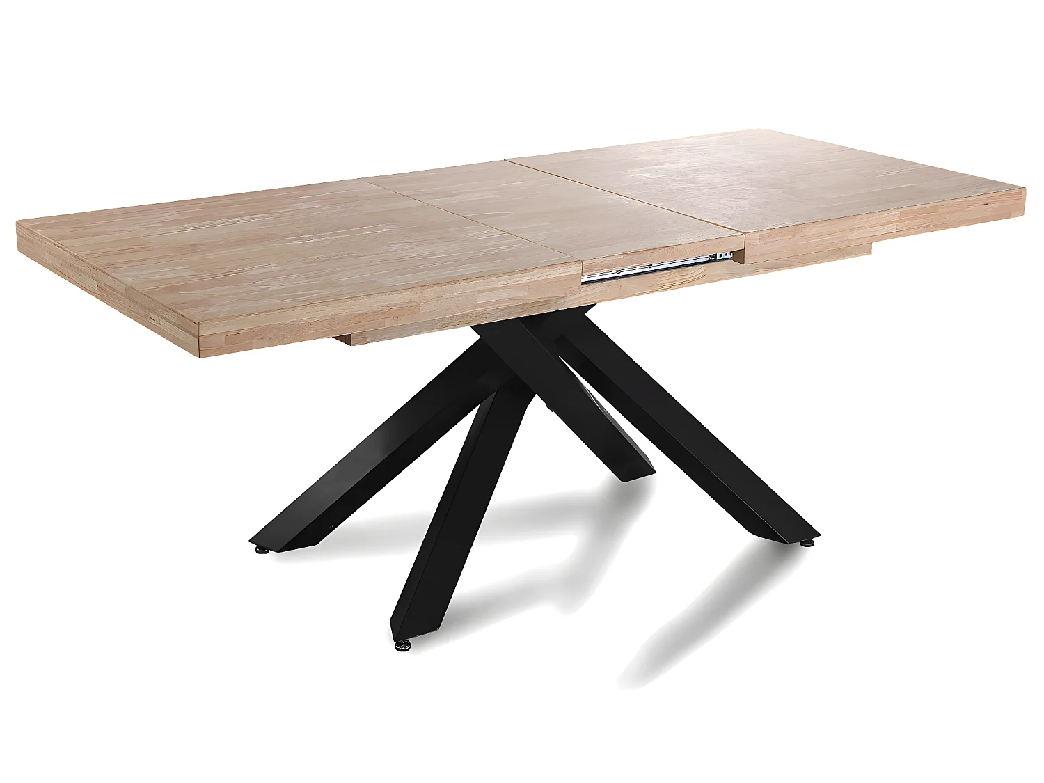 Table à manger rectangulaire extensible en bois coloris chêne / pieds noir