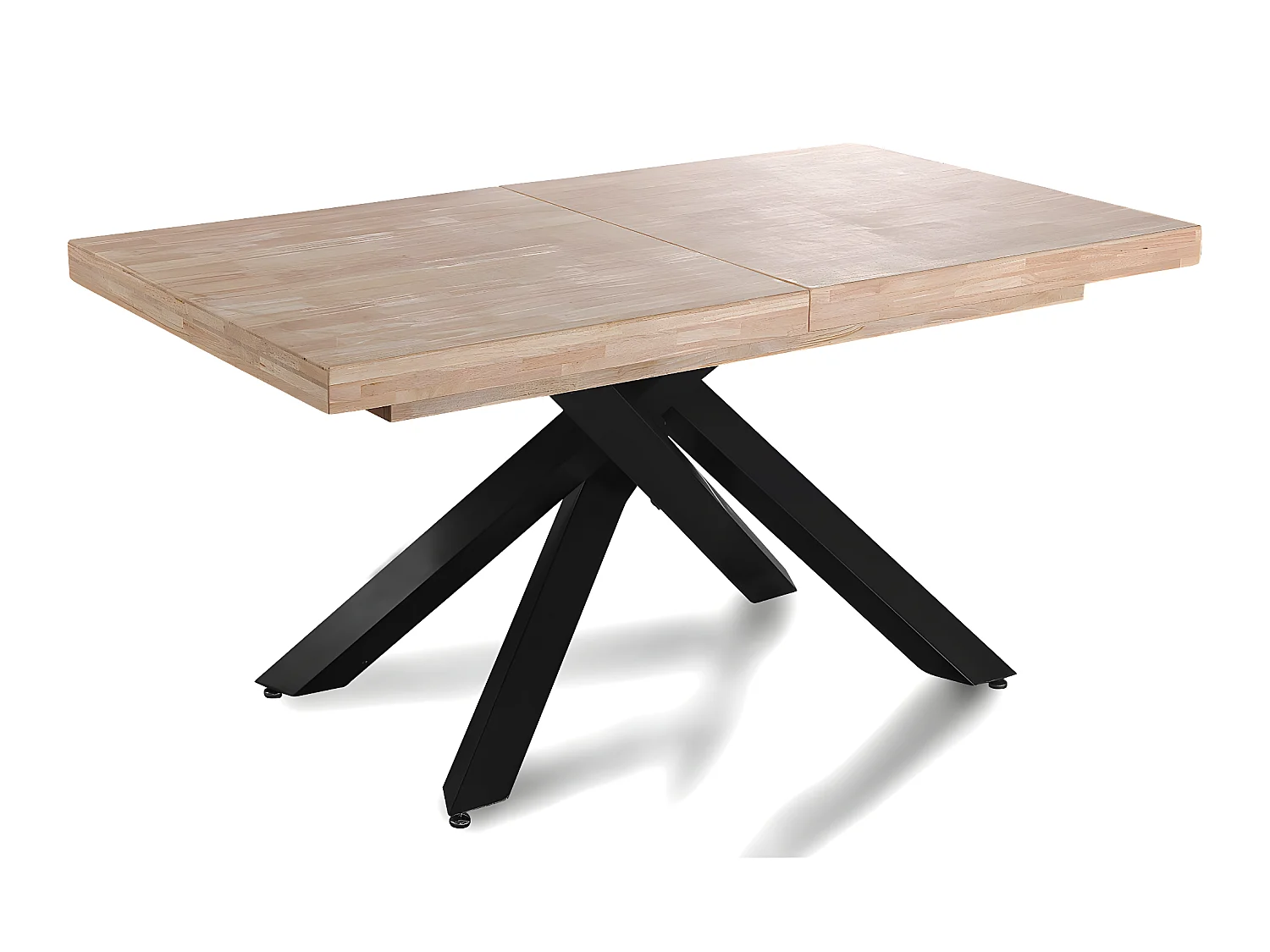 Table à manger rectangulaire extensible en bois coloris chêne / pieds noir