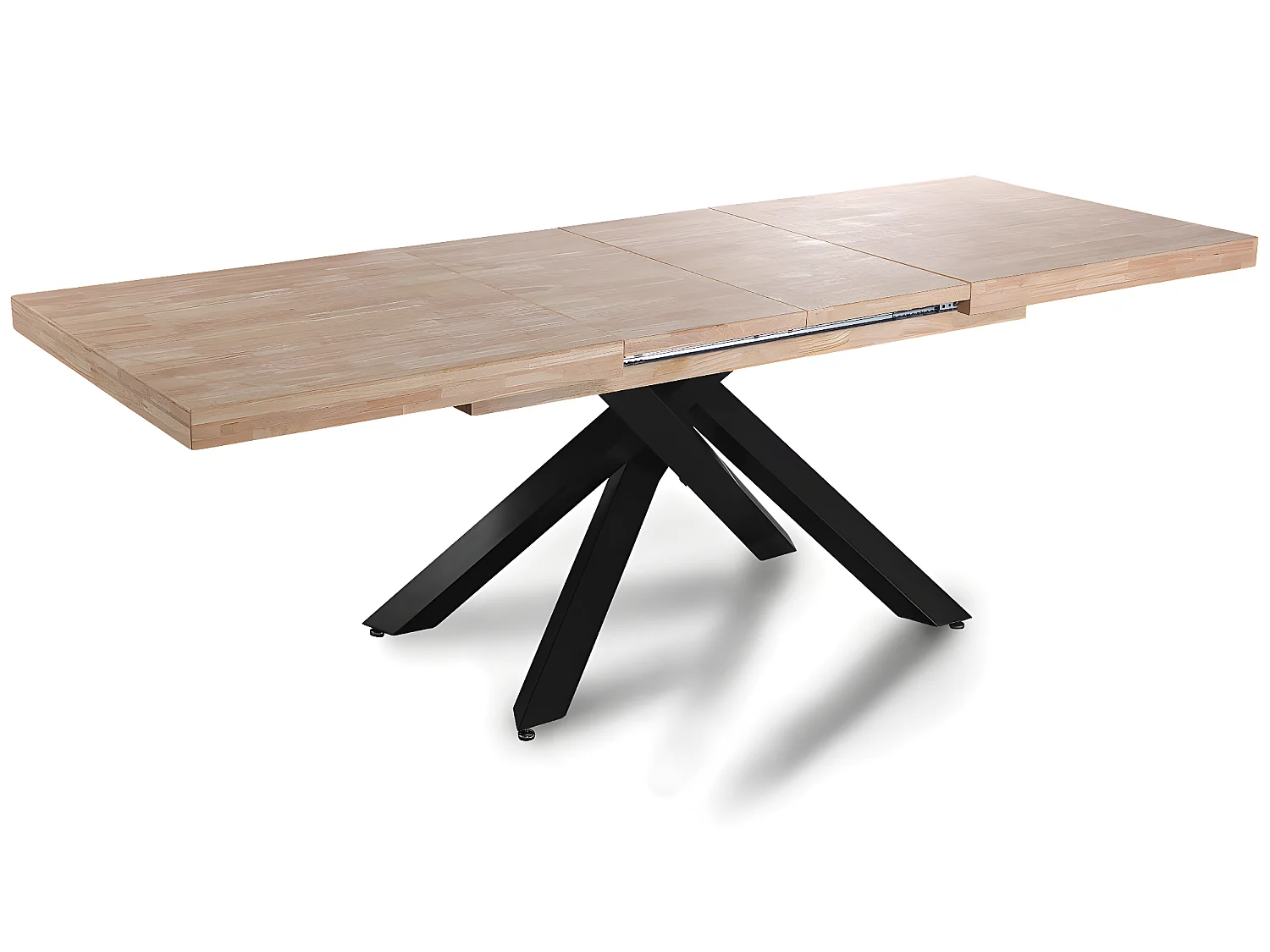 Table à manger rectangulaire extensible en bois coloris chêne / pieds noir