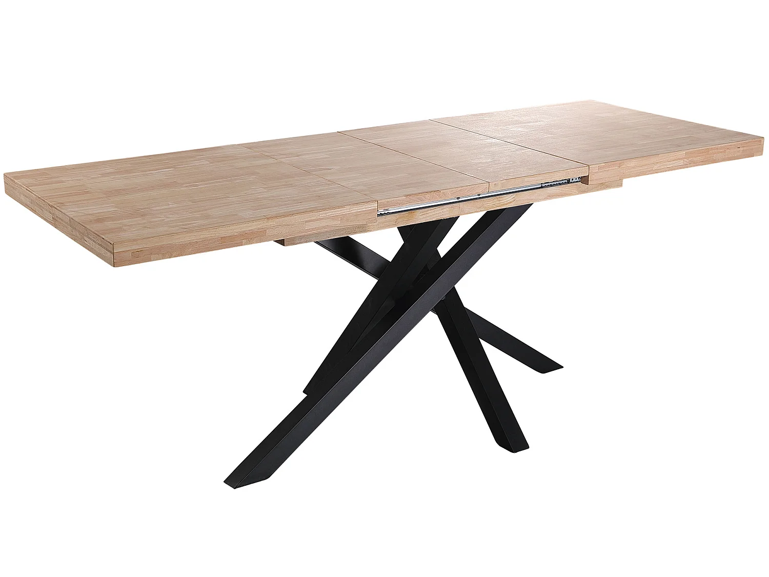 Table à manger rectangulaire extensible en bois coloris chêne / pieds noir