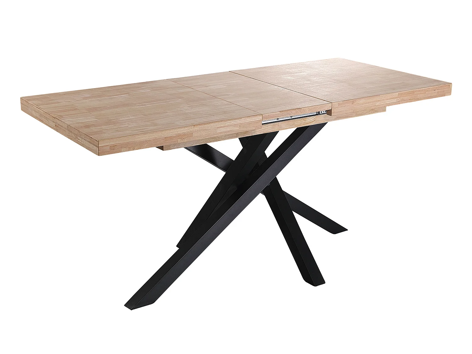 Table à manger rectangulaire extensible en bois coloris chêne / pieds noir