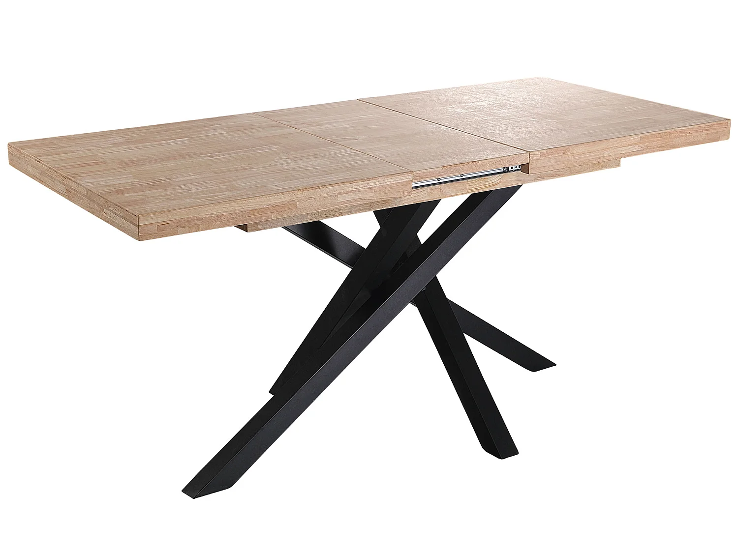 Table à manger rectangulaire extensible en bois coloris chêne / pieds noir