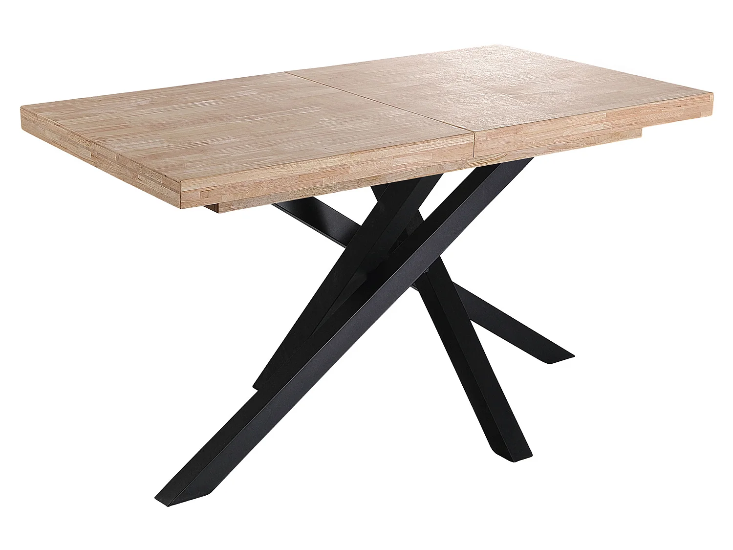 Table à manger rectangulaire extensible en bois coloris chêne / pieds noir