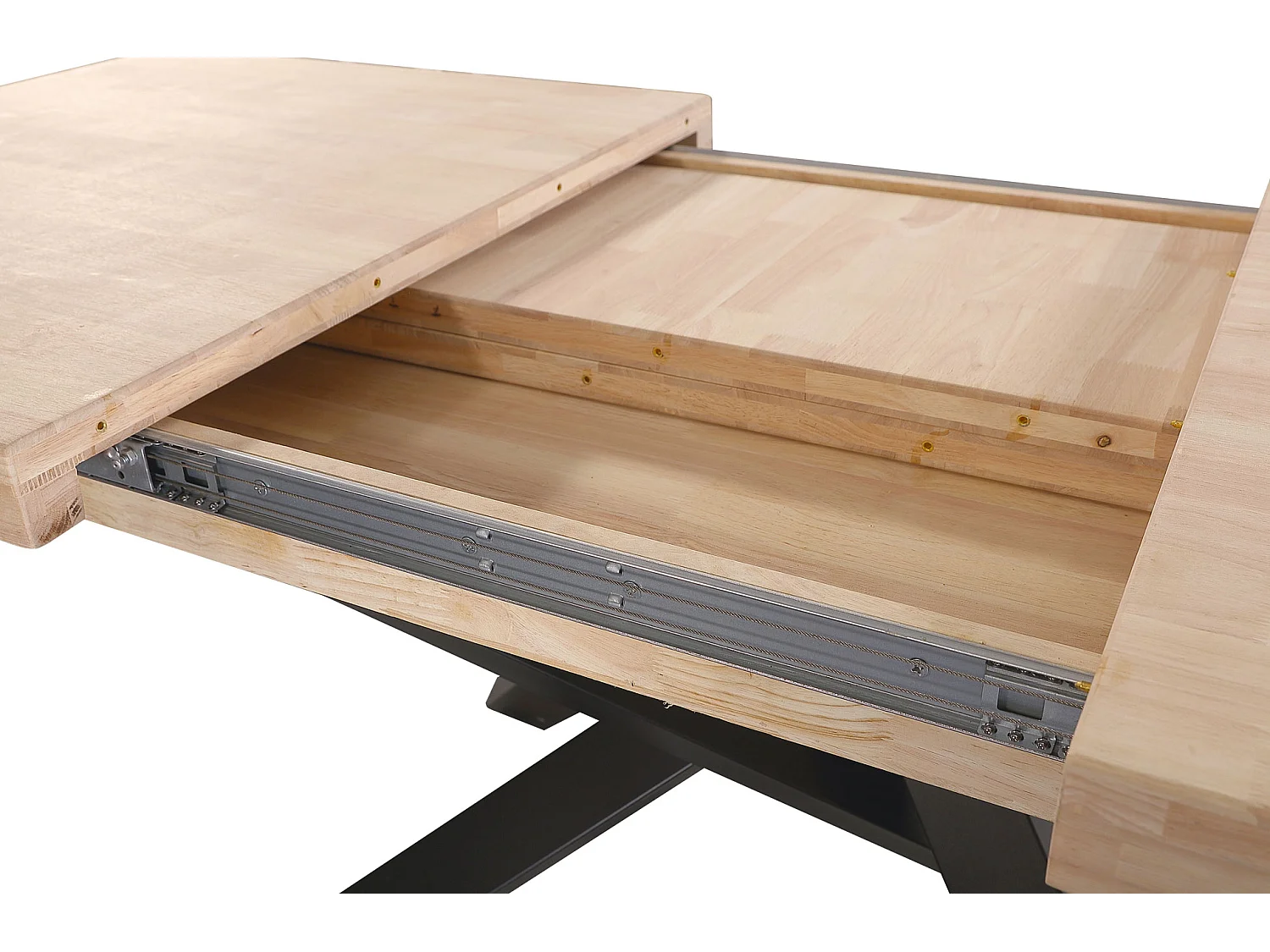 Table à manger rectangulaire extensible en bois coloris chêne / pieds noir