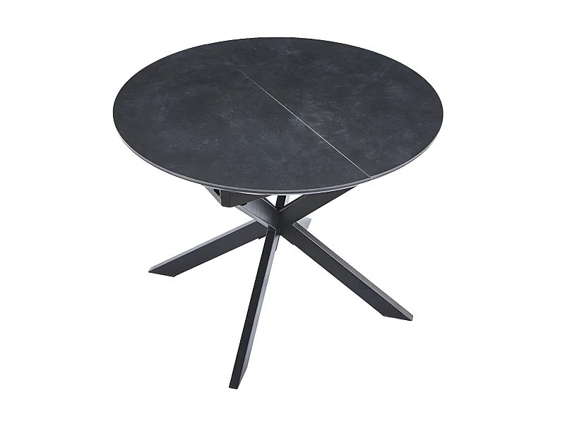 Table à manger ronde extensible en céramique coloris noir / pieds noir